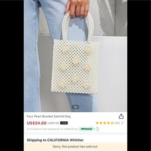 SHEIN faux pearl beaded satchel bag